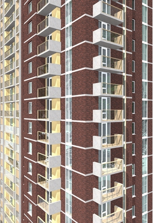 3d rendering of modern multi-storey residential building isolated on whiteの写真素材