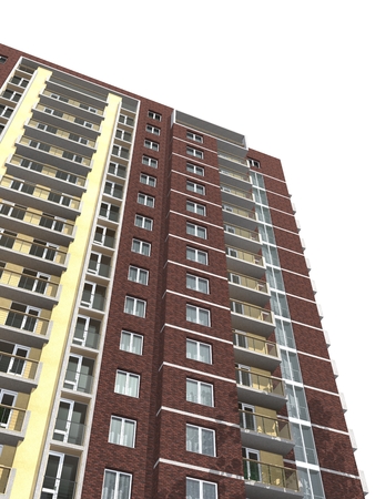 3d rendering of modern multi-storey residential building isolated on whiteの写真素材
