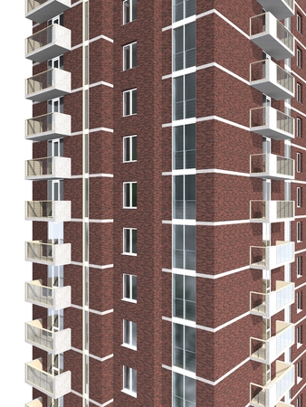 3d rendering of modern multi-storey residential building isolated on whiteの写真素材