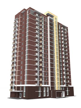 3d rendering of modern multi-storey residential building isolated on whiteの写真素材