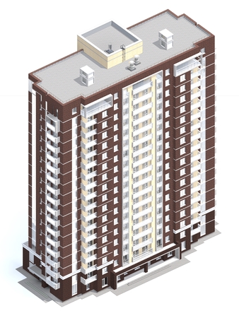 3d rendering of modern multi-storey residential building isolated on whiteの写真素材