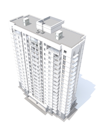 3d rendering of modern multi-storey residential building isolated on whiteの写真素材