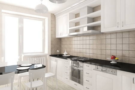 Modern interior of the kitchen 3D visualizationの写真素材