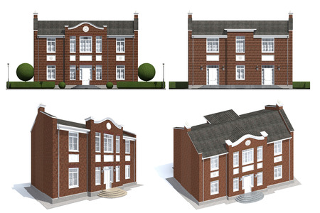 Pretty stone cottage project isolated on whiteの写真素材