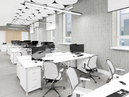 Empty modern office interior work place 3D illustrationの写真素材