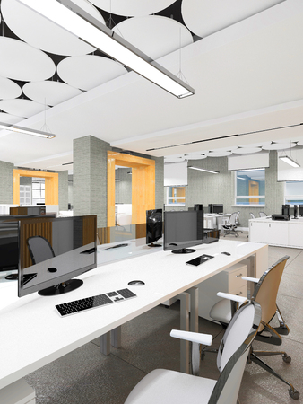 Empty modern office interior work place visualizationの写真素材