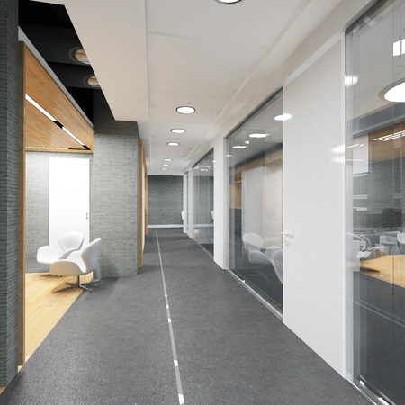 corridor of modern office building 3D visualizationの写真素材