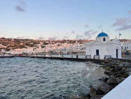 The picturesque and charming island of Mykonos in Greeceの写真素材