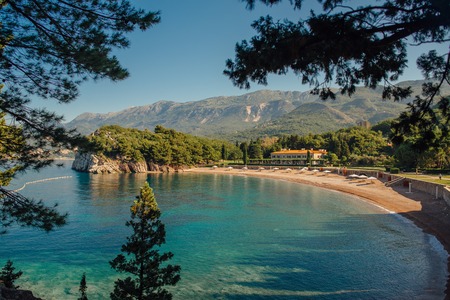 Beautiful beach of Montenegro on the Adriatic Sea, summerの写真素材