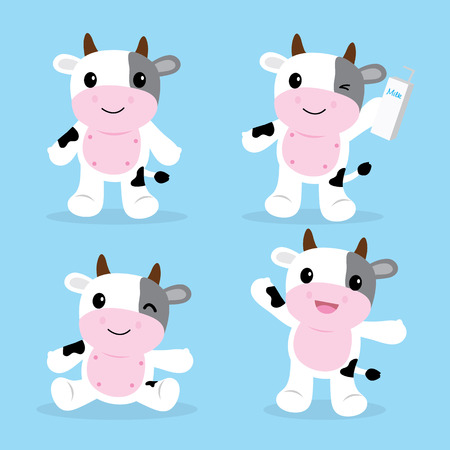 Cow Cute Character Cartoon Designのイラスト素材