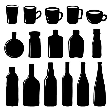 Cup and Bottle Icon Black Vector Designのイラスト素材