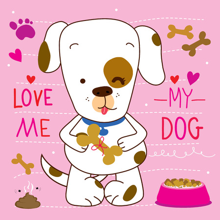 Love me love my Dog Cartoon Cute Vector Designのイラスト素材
