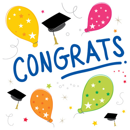 Congrats Text Balloon Color Graduate Vector Designのイラスト素材