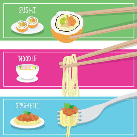 International Food Sushi Noodle Spaghetti cartoon vectorのイラスト素材