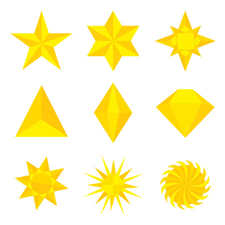 Different types and forms of gold stars Illustration Vectorのイラスト素材