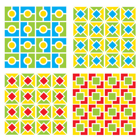 Patterns Simple geometrical backgrounds in a retro style Vector illustrationのイラスト素材