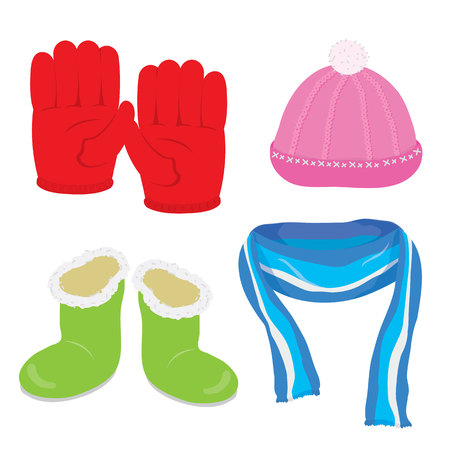 Gloves Hat Boots Scarf Cartoon Vectorのイラスト素材
