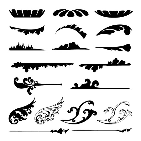 Vector set of calligraphic elements for design. Calligraphic vectorのイラスト素材
