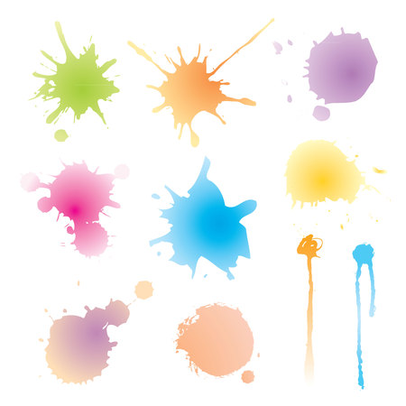 vector set of colorful watercolor blotsのイラスト素材
