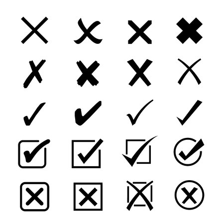 Vector add remove circular item check cross hook mark symbolのイラスト素材