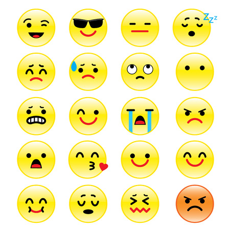 icons of smiley faces emotion Cartoonのイラスト素材