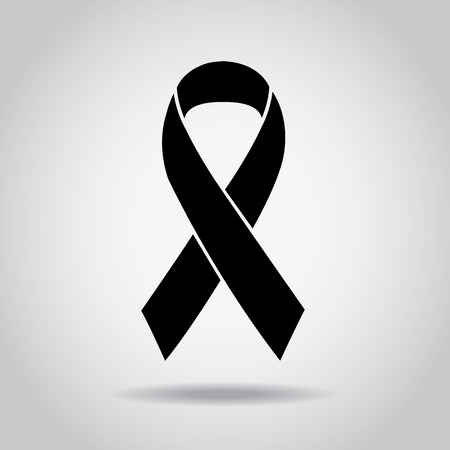 Ribbon Black Awareness Mourning and Melanoma Sign Symbol.のイラスト素材