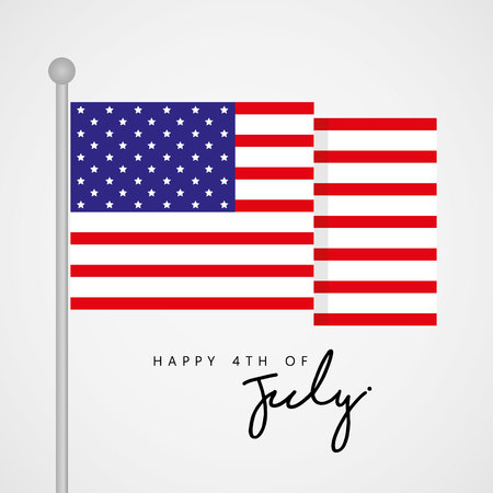 Happy 4th of July, United State Independence Day Greeting with Flag Vectorのイラスト素材