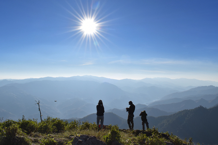 Natural Sunset Sunrise over the Mountain in Thailand. â Imageの写真素材