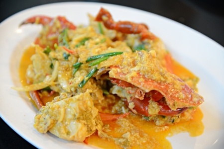 Fried crab with curry powderの写真素材