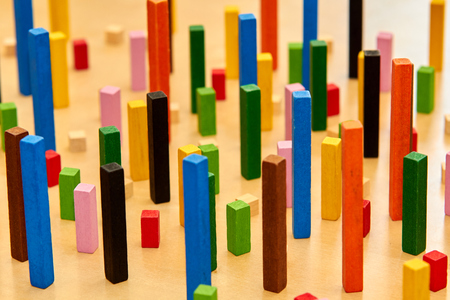 Wood Montessori material for math Cuisenaire rodsの写真素材