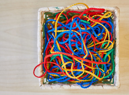 Set of colorful strings for school crafts