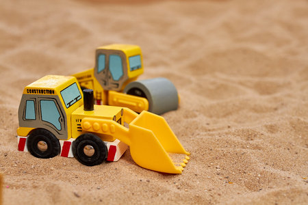 little wood toy excavatorの写真素材