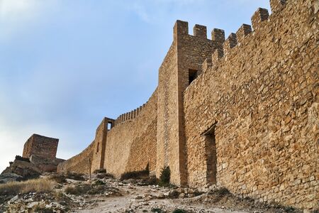 wall of town of albarracin teruel in the afternoonの写真素材