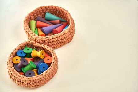 Montessori wooden school exercies proposalsの写真素材