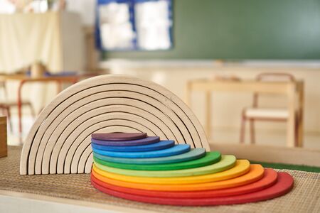 Waldorf rainbow and semicircle toyの写真素材