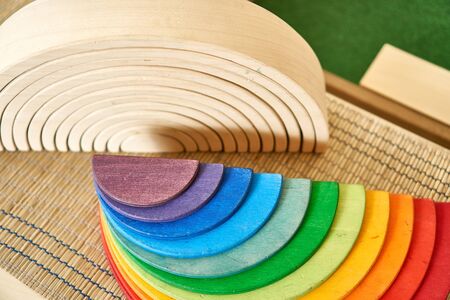 Waldorf rainbow and semicircle toyの写真素材