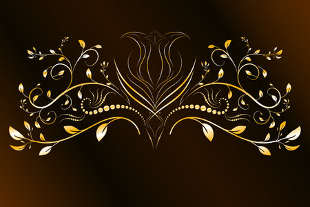 Outline floral seamless pattern. Endless ornamental border for ribbons, fabric, wrapping, wallpaper, tape. Decorative design element for background and cover. Vintage gold baroque frame scroll.のイラスト素材