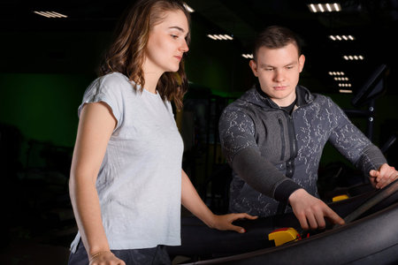 Workout in the gym on a treadmill.