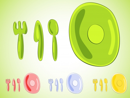 Plate, spoon and forkのイラスト素材