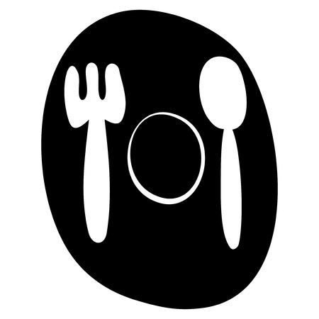 Plate, spoon and forkのイラスト素材