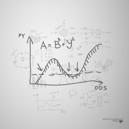 Wave of formulas departing from the slot on a gray backgroundのイラスト素材