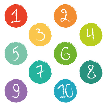 Set of ten colorful numerical circlesのイラスト素材