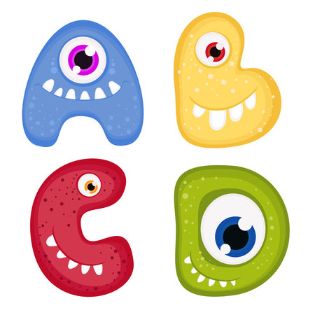 Funny Toothy Monster Alphabetのイラスト素材