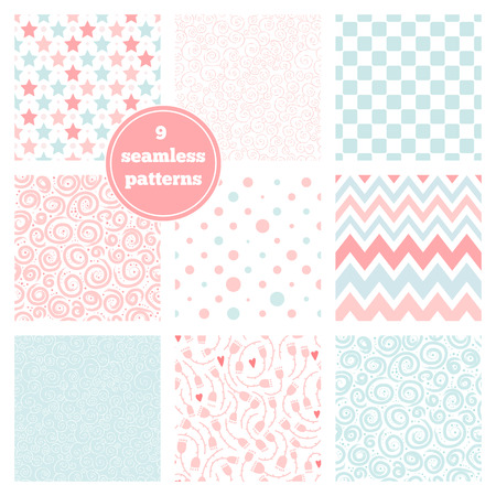set of nine graceful seamless patternsのイラスト素材