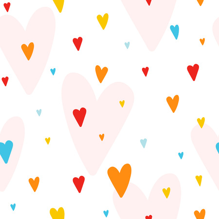 seamless pattern with colorful hearts, good for wedding invitations and valentines day cardsのイラスト素材