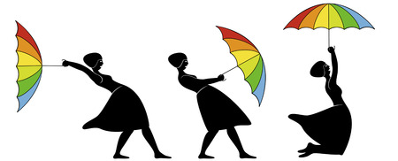 Women with umbrellaのイラスト素材