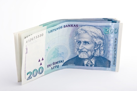 stack of Lithuanian money litas. 200 litas banknotesの写真素材