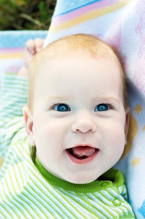 portret of happy baby boyの写真素材