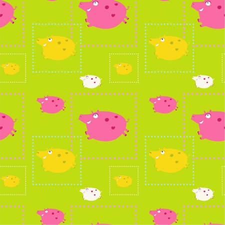 seamless funny pattern with funny pigsのイラスト素材