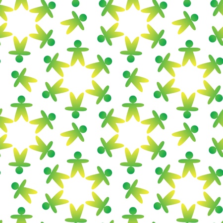 sunny seamless ornament  with green people, ecology symbolのイラスト素材